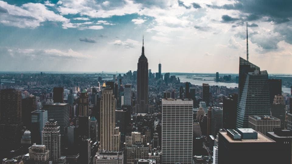 City skyline with office towers